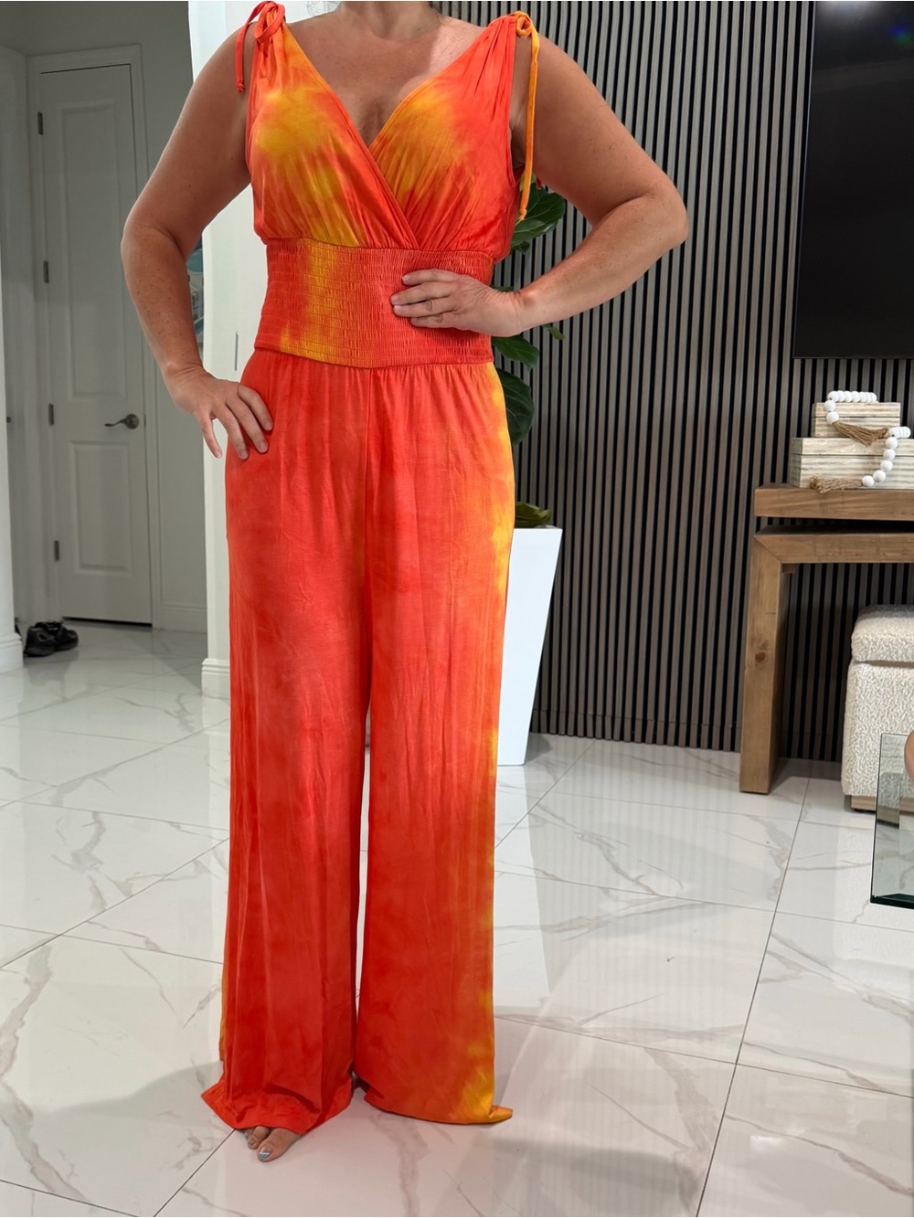 Venus Vibrant Orange Tie-Dye Maxi Dress